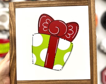 Christmas Gift Present Attachment | Interchangeable Sign | Interchangeable Door Hanger