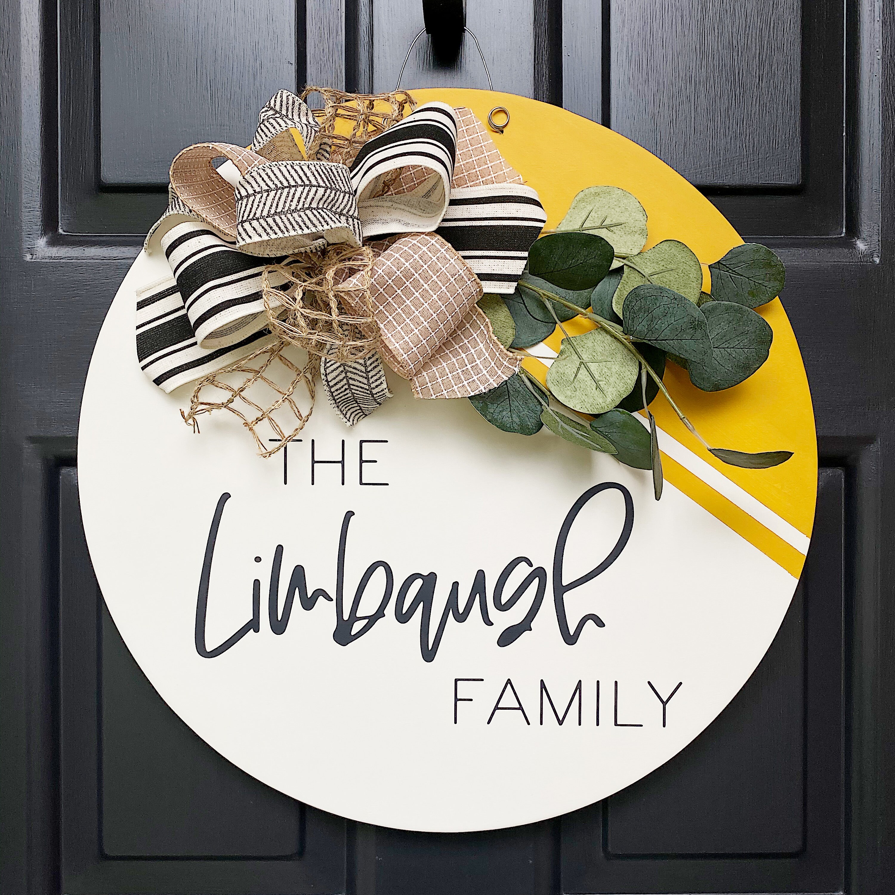 Door Hanger | Family/last Name Door Decor | Round Door Hanger | Door ...