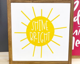 Shine Bright Sign | Kids Decor | Nursery Decor | Playroom Wall Art