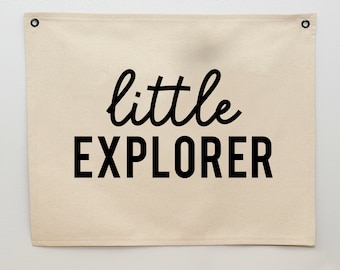 Little Explorer Canvas Flag | Canvas Banner | Kids Decor | Wall Hanging | Canvas Flag | Boys Bedroom Decor