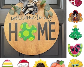 Interchangeable Door Hanger | Interchangeable Welcome Sign | Welcome To Our Home Door Hanger | Interchangeable Sign | Front Door Decor