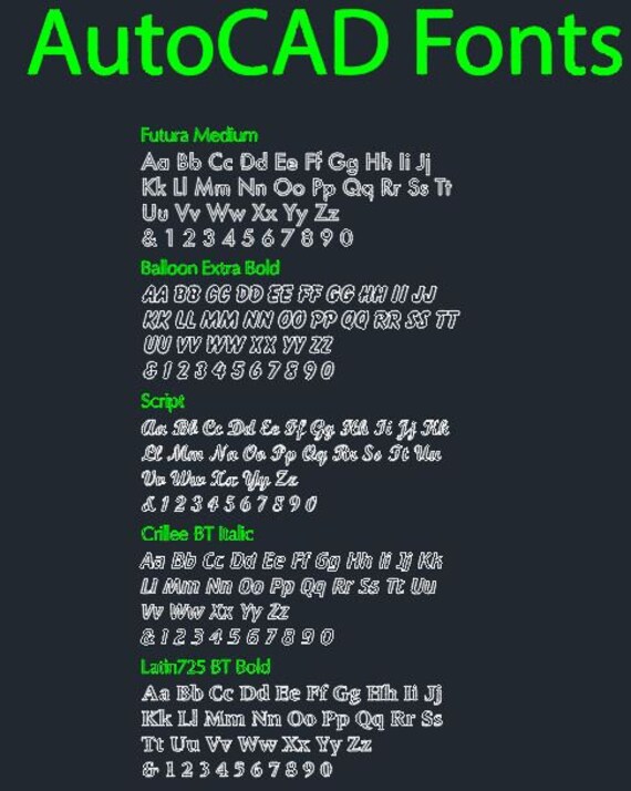 Autocad Fonts - Etsy Norway