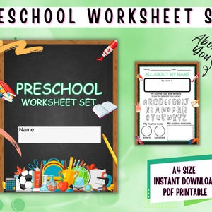 Preschool learning, worksheet set for preschool, School worksheets, kids learning worksheets, Preschool worksheet set, kids learning sheets