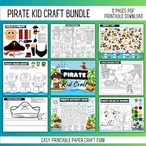 Pirate Craft Pack, Craft download, Kids Craft fun, Pirate crafting, Party printables, Pirate craft for kids, Pirate activities, Color pages