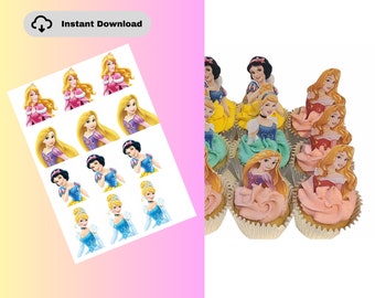 Cupcake Toppers, Princess cupcake toppers, Digital download, Cake Topper, Princess cake toppers, birthday cake toppers, Princess characters
