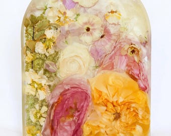 Custom Floral Resin Bookends | Wedding Bouquet Preservation Gift | Dried Flower Keepsake | Memorial Resin Art for Home Decor
