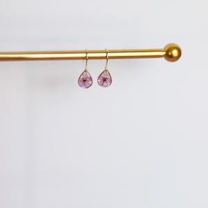 February birthstone earrings | pressed flower earrings | amethyst jewelry