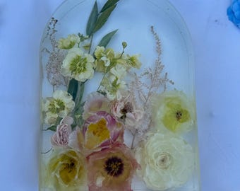 Custom Floral Resin Bookends | Wedding Bouquet Preservation Gift | Dried Flower Keepsake | Memorial Resin Art for Home Decor
