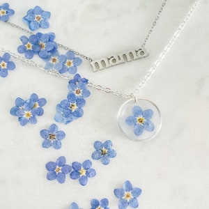 Mama necklace forget me not necklace Mothers Day necklace forget me not flower image 1