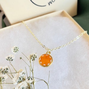 October birth flower necklace | real birth flower necklace | marigold birth flower | marigold necklace | birth month real flower necklace