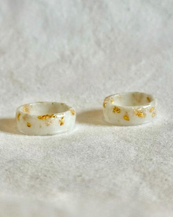 Breastmilk Ring Keepsake | Real Breastmilk Jewelry | Gold Flake Resin Ring | Breastfeeding Memory Ring | Motherhood Jewelry Gift