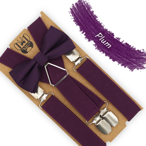 Purple Bow Tie & Suspenders, Ring Bearer Outfit, Plum Bow Tie for men, Toddler Bow Tie,Plum bow tie, Boys Bow Tie, Purple Suspenders,Wedding