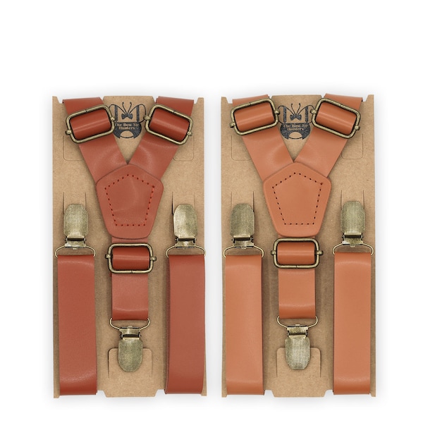 Leather Suspenders, Rust/Caramel leather suspenders, groomsmen suspenders,suspenders for men,ring bearer, boys suspenders,wedding suspenders