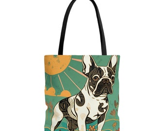 Retro Sunset French Bulldog AOP Tote Bag - french bulldog accessories