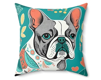 Retro French Bulldog Square Pillow - Fun and Functional Home Decor