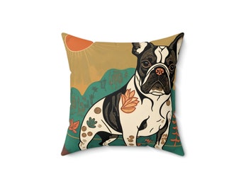 Retro French Bulldog Square Pillow - Fun and Functional Home Decor