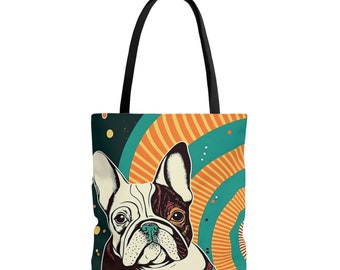 Retro French Bulldog Tote Bag - Stylish and Functional Shopping Bag - french bulldog accessories