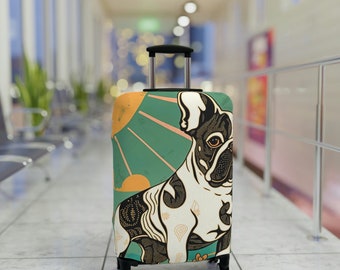 Retro French Bulldog Suitcase Cover - Luggage Cover - luggage cover suitcase protector