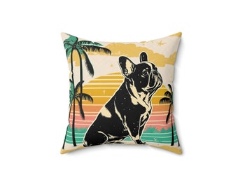 Retro French Bulldog Square Pillow - Fun and Functional Home Decor