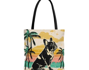 Retro Sunset French Bulldog AOP Tote Bag - french bulldog accessories