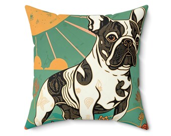 Retro French Bulldog Square Pillow - Fun and Functional Home Decor