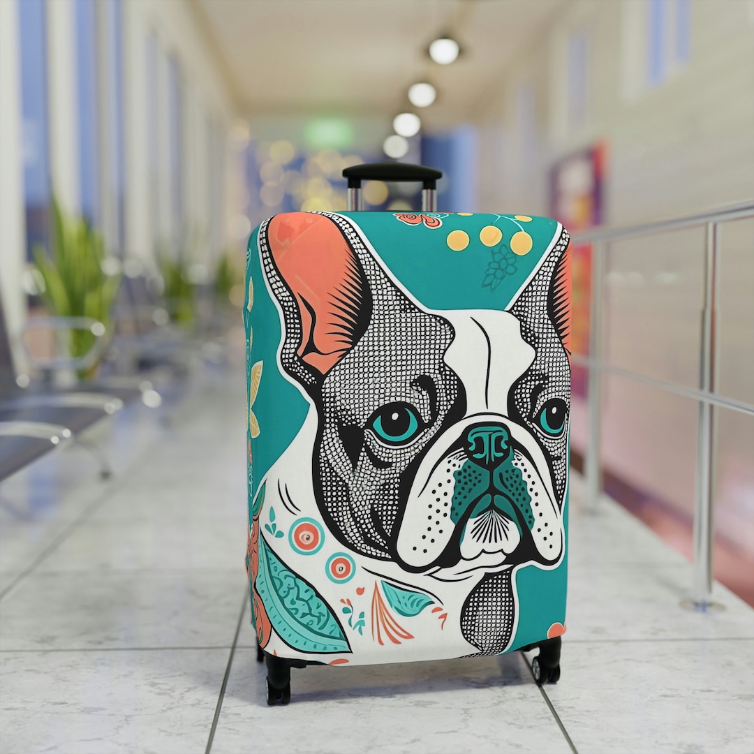 Retro French Bulldog Suitcase Cover Luggage Cover Luggage Cover Suitcase Protector Etsy