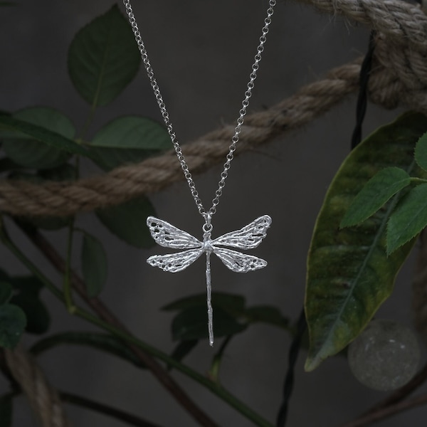 Dragonfly Necklace, Elegant Bug Sterling Silver Pendant, Handmade Dragonfly Jewelry,Granddaughter Necklace, libelle ketting,Tween Girl Gifts