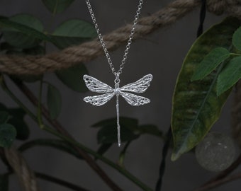 Dragonfly Necklace, Elegant Bug Sterling Silver Pendant, Handmade Dragonfly Jewelry,Granddaughter Necklace, libelle ketting,Tween Girl Gifts