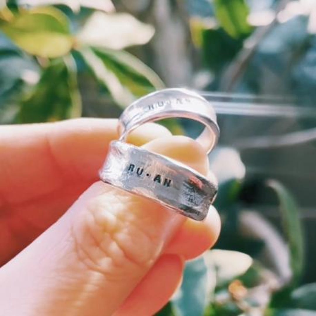 Personalized 990 Pure Silver Ring, Engraved Monogram for