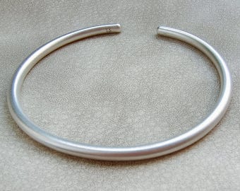 Initial Bangle Cuff for Couple, Open Handmade Pure 999 Silver Bracelets Cuff, Solid Adjustable Bracelet, Anniversary Gifts,Custom Name Cuff