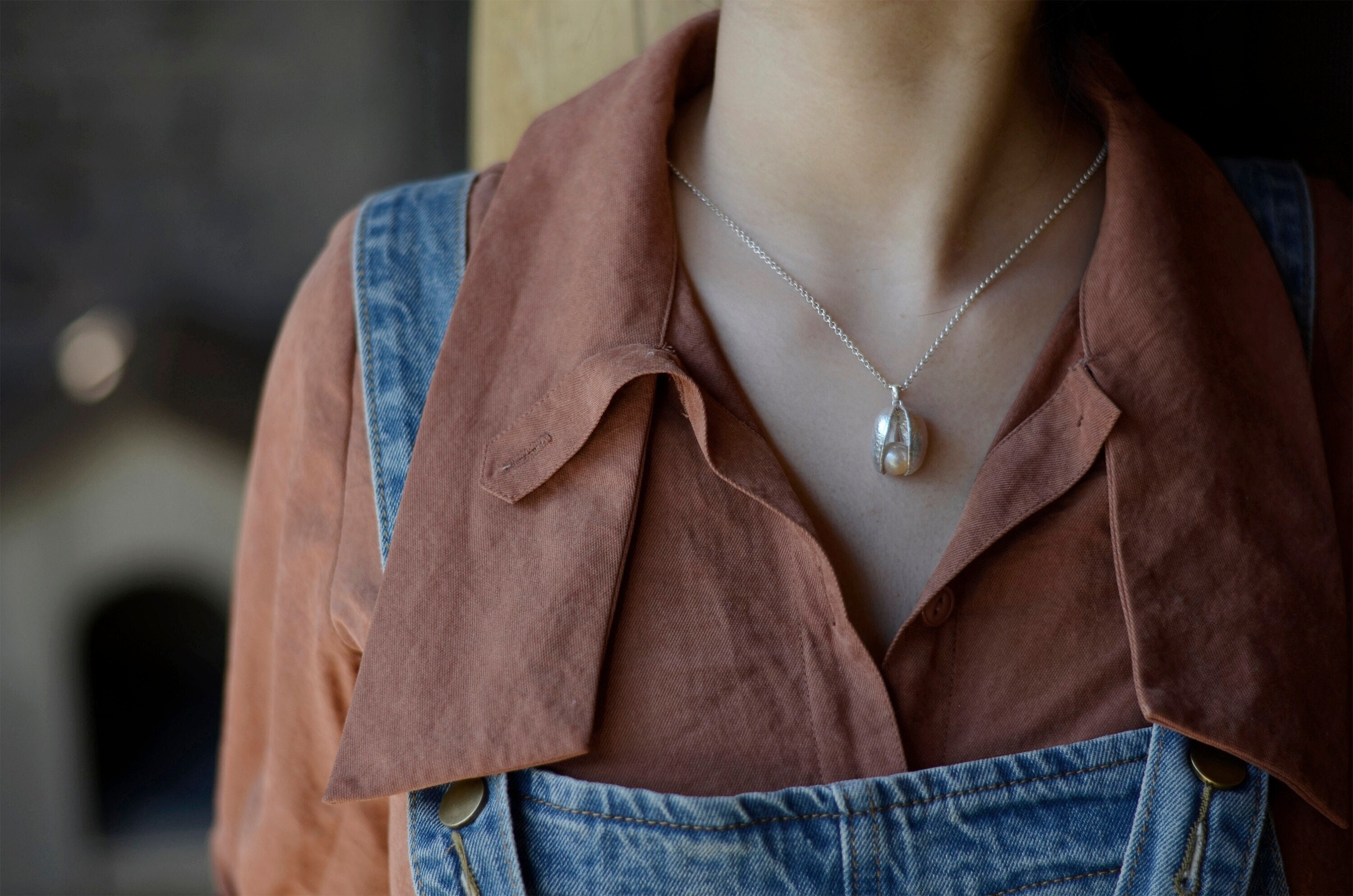 999 Silver Seed Bead Necklace Pendant, Nature Pearls Necklace, Personalized Collar Stack Layering Necklace, Unique Tween Girl Gifts for Her