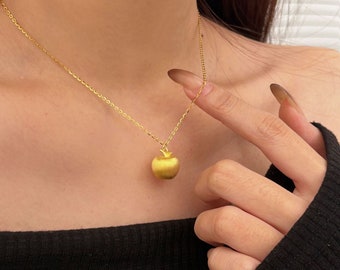 18K Gold Apple Perfume Necklace, Fruit Locket Pendant, Perfume Necklace, Cremation Jewelry, Granddaughter Necklace