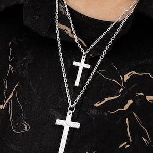 Custom Couple Cross Necklace, 999 Solid Silver Catholic Pendant, Personalized Engraving Gift, Christian Necklace for Him and Her