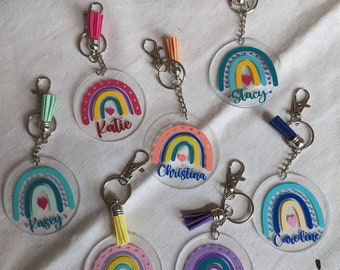 Acrylic Keychains, Boho Rainbow Keychain, Keychains, Gifts, Teacher Gifts