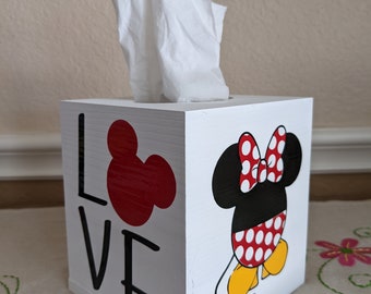 Disney Tissue  Box Holder, Mickey Mouse Tissue Box Holder, Minnie Mouse Tissue Box Holder, Wooden Tissue Box Holder, Tissue Holder