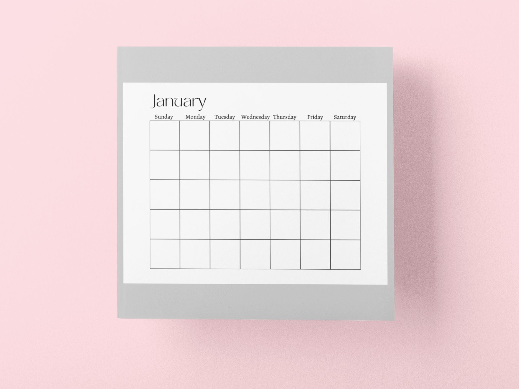 Blank Calendar, Printable, Minimalist Simple Calendar, 11 X 8.5 Inches ...