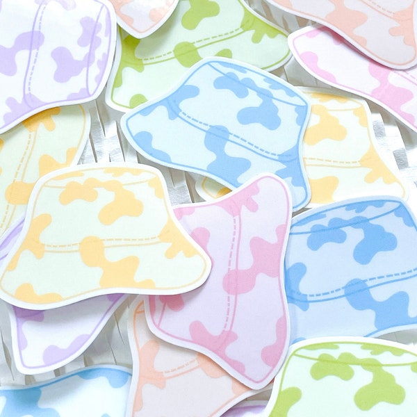 Pastel Bucket Hat Stickers || Pastel Bucket Hat || Water-Resistant Die-Cut Vinyl Stickers