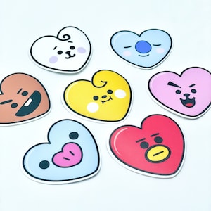 Stickers coeur BT || Pack d'autocollants K-Pop || Autocollants découpés résistants à l'eau