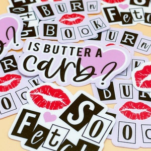 Mean Girls-stickers || Is boter een koolhydraat? Sticker || Burn-boeksticker || Sticker ophalen || Waterbestendige glanzende gestanste sticker