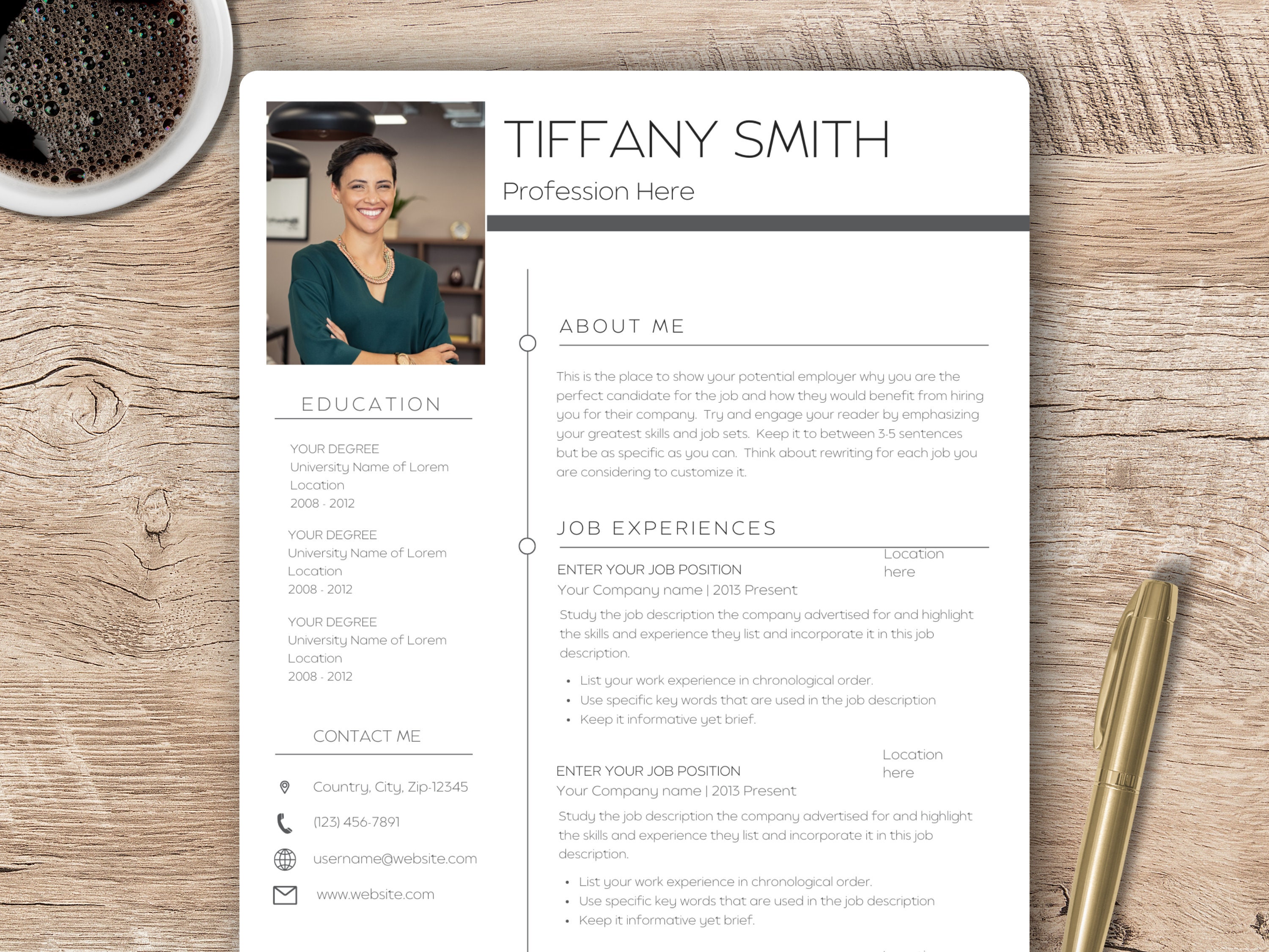 Cover Letter Resume Template Resume Template Google Docs Cv - Etsy