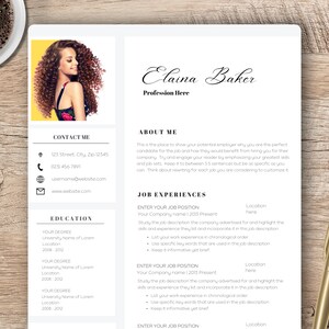 Resume Template, Professional Resume Template For Canva, Modern Resume, Simple Resume Design, Professional CV Template, resume with photo