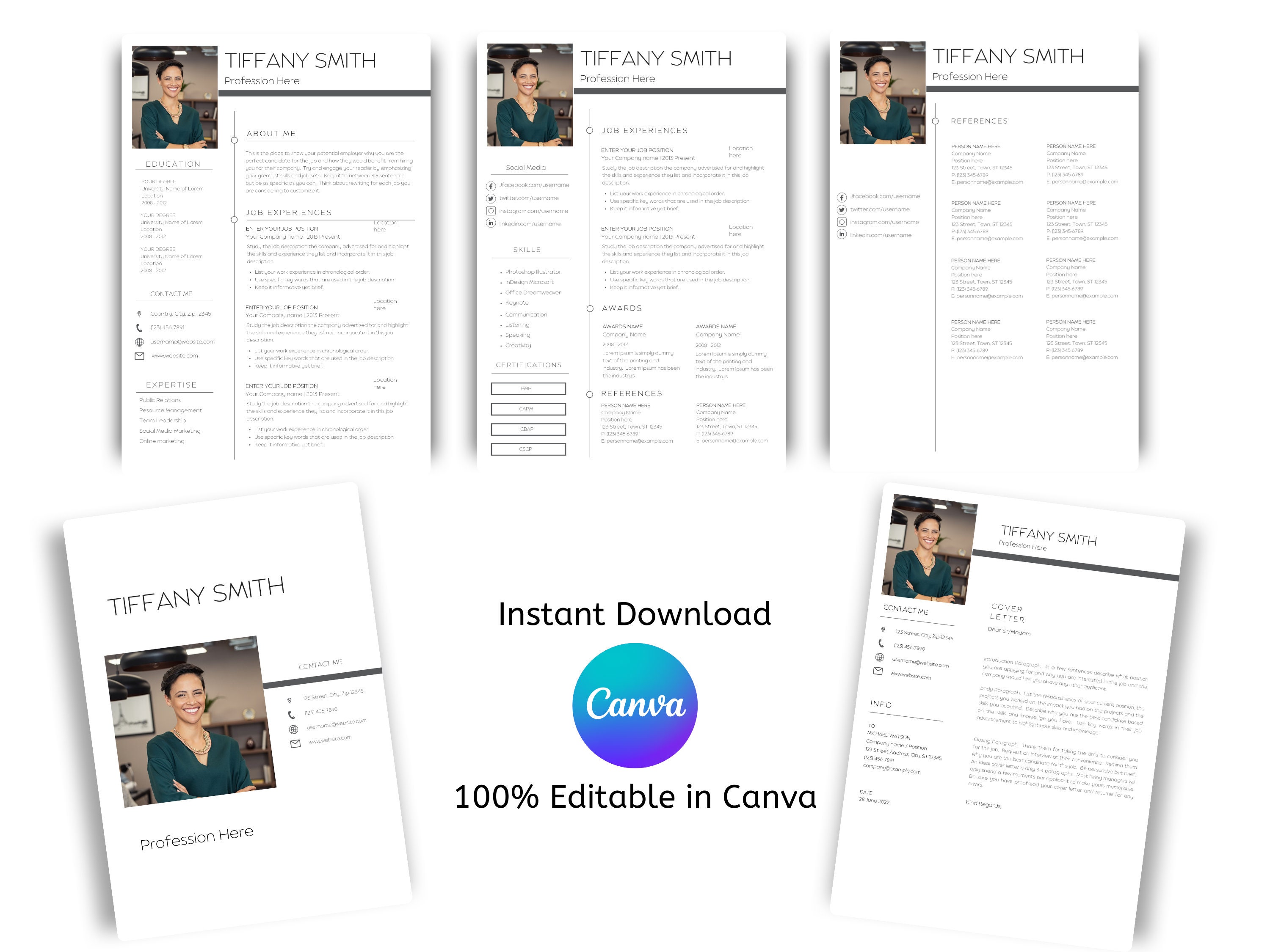 Cover Letter Resume Template Resume Template Google Docs Cv - Etsy