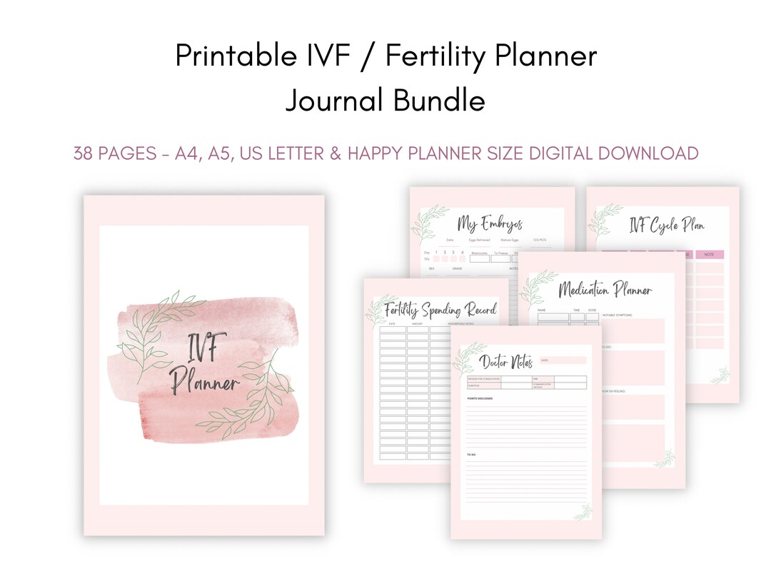 IVF Printable Planner Bundle Ivf Journal Ivf Diary - Etsy
