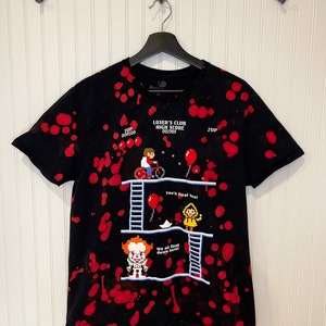 Large Reworked, one of a kind, bleached and dyed “IT” horror movie tee shirt