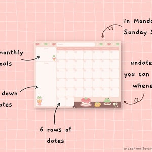 Printable Letter Monthly Planner, Cute Undated Calendar for Desk ...