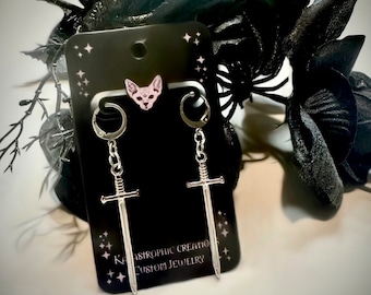 Stainless Steel Gothic Sword/Dagger Earrings