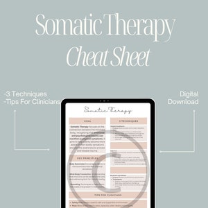 Somatic Therapy Cheat Sheet | Trauma Healing | Sensory Awareness | Counseling Questions | Somatic Exercises | Nervous System Regulation| PDF