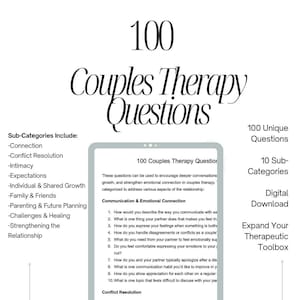 100 Couples Therapy Questions | Marriage Therapy Tools | Therapy Notes | Digital Download | PDF  Communication Skills  Relationship Building