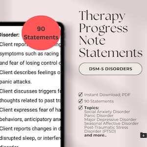 Therapy Progress Note Statements | DSM-5 | Psychotherapy Notes | Progress Note Statements | Progress Note Template | Therapy | PDF