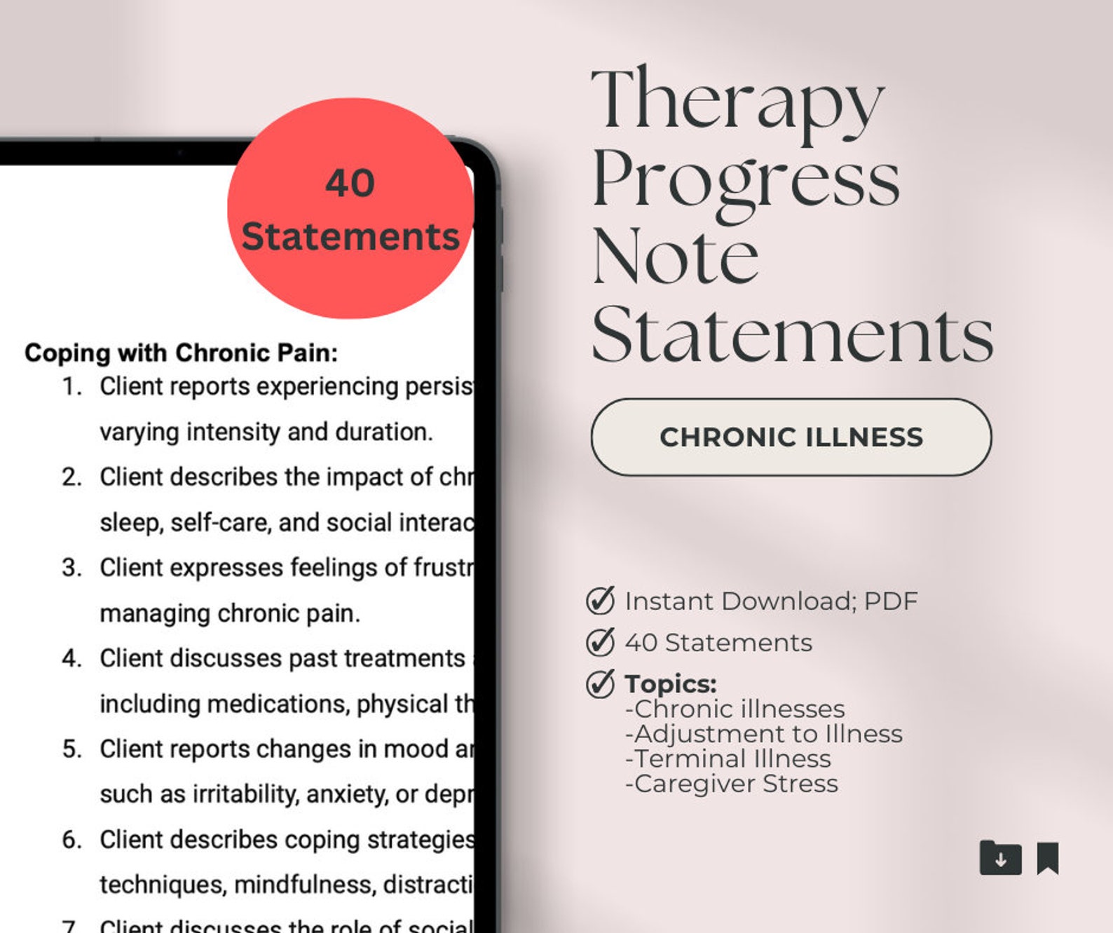Therapy Progress Note Statements | Chronic Illness | Psychotherapy ...